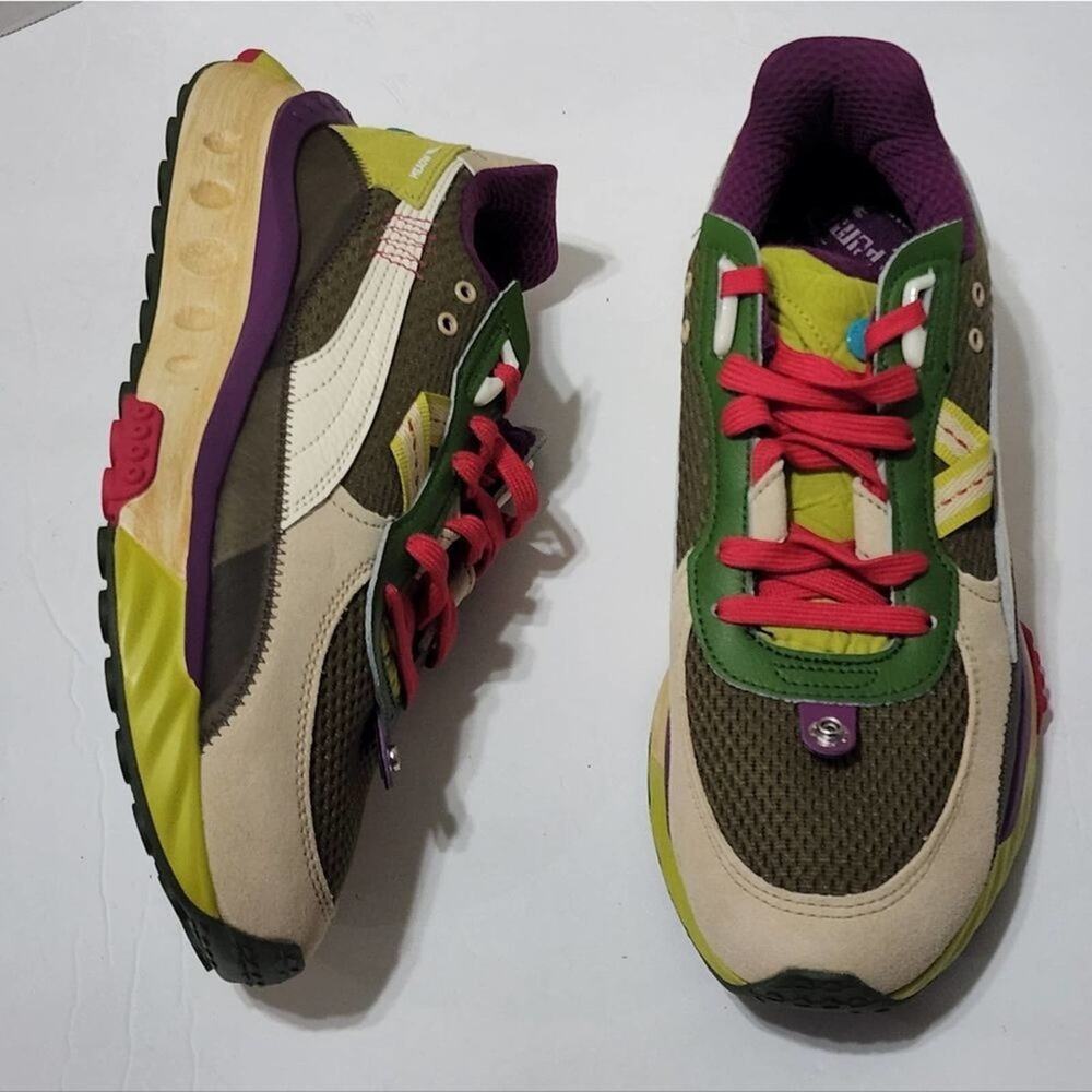 PUMA Wild‎ Rider Last Hunter Sneakers Charcoal Gray-Pale Khaki-Citronelle 9.5 12